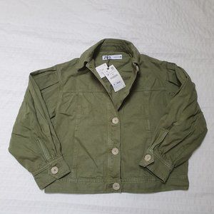 Olive Oversized Cropped Jacket